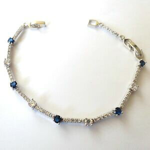 yzWG[EANZT[ bracciale tennis donna colore argento zaffiri blu zirconi bianchi 18 22 cm 75 n