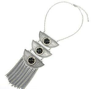 yzWG[EANZT[ GXjbNvXglbNXn[tT[N`F[GCWh^AOO[cc1203e * collier plastron ethnique demi cercles chaines metal vieilli arggris
