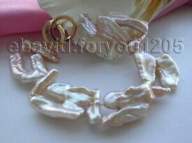 【送料無料】ジュエリー・アクセサリー ナチュラルピンクリボーンケシビワパールブレスレット8 genuine natural 35mm pink reborn keshi biwa pearl bracelet 14k f1493
