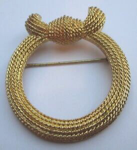 yzWG[EANZT[ u[`XJ[tS[hBe[WEhbroche passe foulard couleur or bijou vintage ronde finement travaille 2370