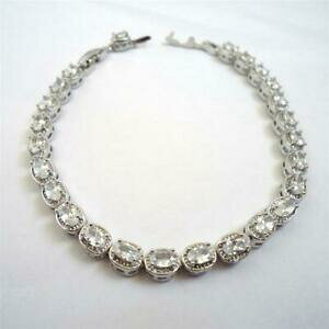 yzWG[EANZT[ u`ejXhiJ[AWFgRWRjrALIobracciale tennis donna colore argento con zirconi bianchi ovali 20,5 cm 106 ff