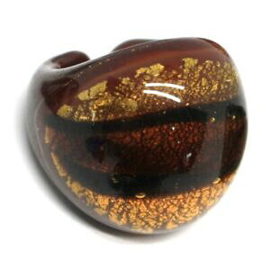 yzWG[EANZT[ AlAeBJ[iFgfB[m}[lWtHAh[t@XVAanello antica murrina, vetro di murano, marrone, giallo, foglia doro, fascia