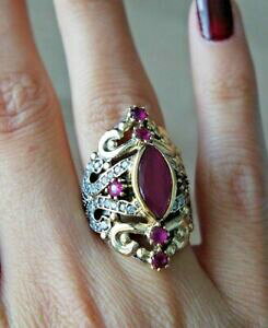 �y���������z�W���G���[�E�A�N�Z�T���[ �g���R���r�[�����O�V���o�[�X�^�[�����O�T�C�Y�����Oturque bague rubis 925 argent sterling handmade gemme femmes taille bague 610