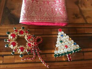 yzWG[EANZT[ NX}Xc[[Xu[`Be[W christmas tree amp; wreath brooch vintage