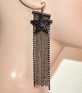 �y���������z�W���G���[�E�A�N�Z�T���[ boucles d oreilles pendantes femme noir gris strass fils longs elegant g35