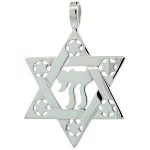 yzWG[EANZT[ Vo[X^[OX^[frbh`Cy_g{bNXargent sterling flawless qualite etoile de david avec chai pendentif, 18 boite