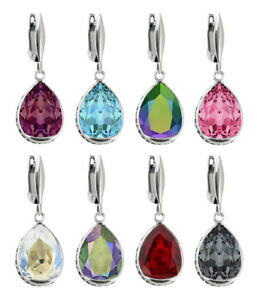 yzWG[EANZT[ X^[OVo[sAXCOtbNXtXL[RNX^sterling silver pear earrings hooks made with 4320 14mm swarovskiR crystals