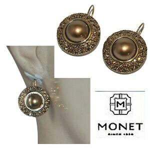 yzWG[EANZT[ X[sOCOS[hp[NX^uEmonet boucles doreilles dormeuses couleur or perle et cristal marron bijou