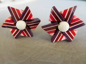 yzWG[EANZT[ COgCAONbvsNp[vzCgEFU[x[COboucle doreille ancienne clip triangle rose violette blanche girouette earring