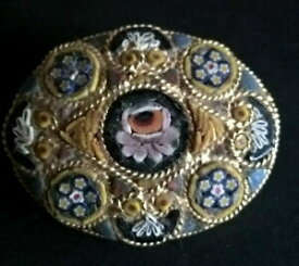 【送料無料】ジュエリー・アクセサリー イタリアヴィンテージマイクロモザイクブローチbroche vintage souvenir ditalie micromosaique