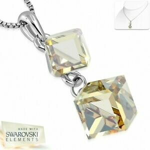 yzWG[EANZT[ L[u`[gp[YNX^zCgS[hbLlbNXalliage avec collier plaque en or blanc avec breloque cube, cristaux de topaze c