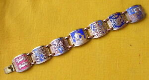 yzWG[EANZT[ ptXuXbgGiNXparis coats of arms of france souvenir bracelet w scenic enamel links 1950s