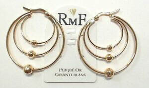 yzWG[EANZT[ fNI[tBXu[boucle doreille ancien modele plaque or creole 3 fils decor boules