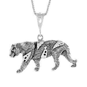 �y���������z�W���G���[�E�A�N�Z�T���[ �V���o�[�X�^�[�����O�^�C�K�[�O�����h�y���_���g�u�����b�N�C���`�C�^���A���`�F�[���{�b�N�Xargent sterling tigre grand pendentif breloque, 18 italien boite chai