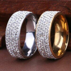 yzWG[EANZT[ S[hVo[WRXeXX`[EFfBOO20x gold silver 5 row zircon 8mm stainless steel wedding engagement cz rings