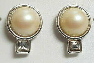yzWG[EANZT[ Be[Wu[NYlyFNX^A[WFgN[[boucles doreilles vintage signe monet perle verre cristal couleur argent f8