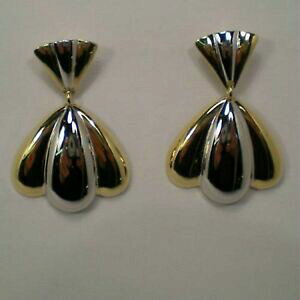 yzWG[EANZT[ Be[WVo[Vo[COOboucles doreilles pendantes vintage argent bicolore 925 longues 33 x 22 mm 4,9