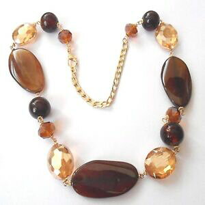 yzWG[EANZT[ R[ihiJ[RAK^}[NX^collana donna colore oro con agata marrone e cristalli 48 62 cm 91 m
