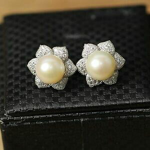 yzWG[EANZT[ COp[IuEH[^[J`[Vo[}bVut[boucles doreilles perle de culture deau douce argent massive 925 fleur tz2 a08