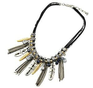 yzWG[EANZT[ GXjbNvXglbNX`F[tFU[^p[t@bVubNcc1052e * collier plastron ethnique chaines plumes metal perles mode noir