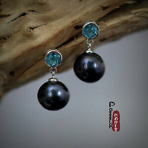 yzWG[EANZT[ ubNO[Vo[EhCOboucles doreilles perle de culture ronde gris noir argent 925 10mm11mm tz2 b33