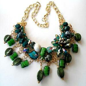 yzWG[EANZT[ R[ihiJ[I[R[kNX^AK^Ffcollana donna colore oro con murrine cristalli agata verde 37 55 cm 178 m