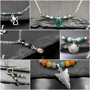 yzWG[EANZT[ KXVFA[y_gnXPbgE_[XeXinox halsketteleder avec perles en verre et ange, coquille, fleche pendentif