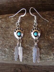 yzWG[EANZT[ iozVo[X^[O^[RCYxAtFU[|[nMOXyT[navajo argent sterling turquoise ours patte plume pendantes oreilles spencer