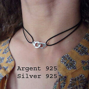 yzWG[EANZT[ XhN[meVo[RhlbNXcollier ras de cou menotte argent 925 et cordon reglable dans 16 couleurs