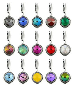 yzWG[EANZT[ X^[OVo[{COXtXL[RNX^sterling silver rivoli safety earrings made with 1122 12mm swarovskiR crystals