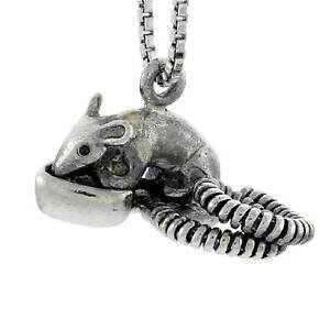 �y���������z�W���G���[�E�A�N�Z�T���[ �V���o�[�X�^�[�����O�I�|�b�T���y���_���g�u�����b�N�C���`�C�^���A���`�F�[���{�b�N�Xargent sterling opossum 3d pendentif breloque, 18 italien boite chaine