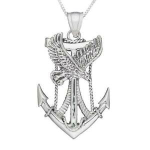 �y���������z�W���G���[�E�A�N�Z�T���[ �V���o�[�X�^�[�����O�A���J�[�E�B�Y�C�[�O���y���_���g���C�h�C���A�����J�C�^���A�`�F�[��argent sterling ancre avec aigle pendentif, fabrique en usa, 18 italien 