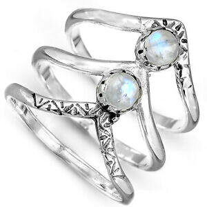 yzWG[EANZT[ gvVFu[Xg[OX^[OVo[{z{w~ATCYtriple chevron moonstone ring sterling silver boho bohemian engraved size 7 8 9