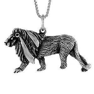 �y���������z�W���G���[�E�A�N�Z�T���[ �V���o�[�X�^�[�����O���C�I���y���_���g�u�����b�N�C���`�C�^���A���`�F�[���{�b�N�Xargent sterling lion pendentif breloque, 18 italien boite chaine