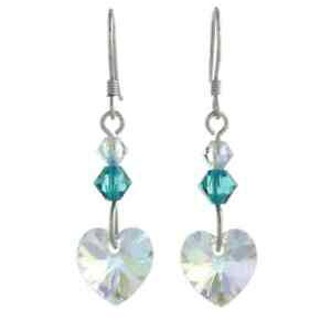 yzWG[EANZT[ Vo[X^[O\NX^n[gCOnaissance cristal coeur boucles doreilles avec argent sterling fils decembre