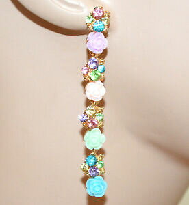 �y���������z�W���G���[�E�A�N�Z�T���[ �C�������O�u�[�N���y���_���glongues boucles doreilles or multicolores femme cristaux pendentifs bb2