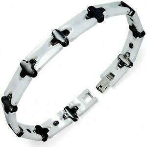 yzWG[EANZT[ pT[Z~bNuXbg9mm ?bracelet magnetique lien en ceramique blanc et noir panther 174