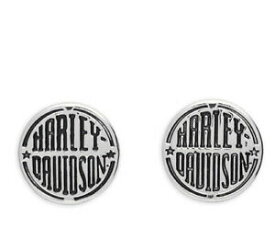 【送料無料】ジュエリー・アクセサリー ハーレーダビッドソンRロゴシルバートーンボタンスタッドイヤリングharley davidsonR logo silver tone button stud earrings