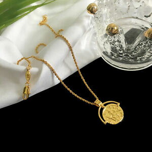 �y���������z�W���G���[�E�A�N�Z�T���[ �A�[���f�R�y���_���g���E���h�f�B�X�N�V���v�����C�g���S�[���h���b�Lcollier art deco pendentif rond disque sculpte simple laiton plaque or 18k gd3