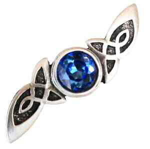 yzWG[EANZT[ PgCObVeBu[`Tt@CANX^Z^[noeud celtique broche fait main de etain anglais avec saphir cristal centre