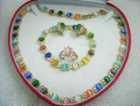 【送料無料】ジュエリー・アクセサリー オパールセットメッキゴールドネックレスブレスレットリングリングジュエリーensemble femmes opale 18k plaque or collier bracelet boucle bague femme bijoux