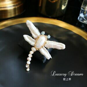 �y���������z�W���G���[�E�A�N�Z�T���[ �u���[�`�C���Z�b�N�g���{�o���b�N�N���t�g���b�L�S�[���hbroche insecte libellule perle culture baroque ficele artisanal plaque or msq2