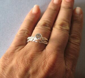 �y���������z�W���G���[�E�A�N�Z�T���[ �V���o�[�X�^�[�����O�r�]�[�Z�b�g�G�^�j�e�B�G���Q�[�W�����g�G���{�X�����O�T�C�Y925 argent sterling biseau ensemble cz fiancailles eternite emboites ring size