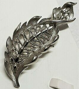 yzWG[EANZT[ Be[WS[hu[`Yi[bijou vintage broche feuille fleur signe lisner couleur argent texture lisse f5