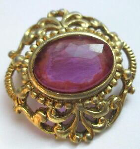 yzWG[EANZT[ u[`Be[WJ{VsNtNVAancienne broche couleur or beau bijou vintage cabochon rose fuchsia 5105