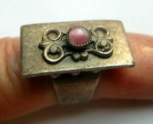 yzWG[EANZT[ Be[WOVo[J[sNp[TCY?ancienne bague bijou vintage couleur argent perle rose taille ajustable 49 a 58