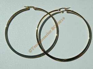 yzWG[EANZT[ CONI[Ehv[gS[fboucles doreilles grandes creoles ronde plate 70 mm acier inoxydable dore or