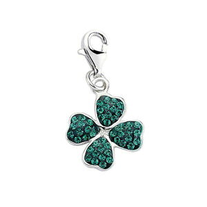 �y���������z�W���G���[�E�A�N�Z�T���[ �W���G���R�����h���V���o�[�N���X�^���O���[�����[�t�N���[�o�[�u�����b�Njewelco london argent cristal vert 4 feuille trefle breloque