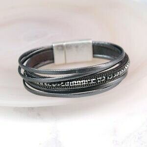 �y���������z�W���G���[�E�A�N�Z�T���[ �_�[�N�O���[���U�[�X�p�[�N���u���X���b�ggris fonce cuir sparkle bracelet 02660