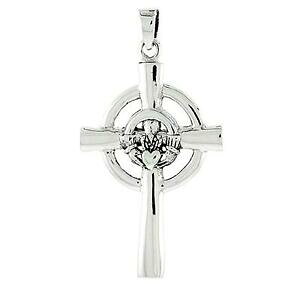 �y���������z�W���G���[�E�A�N�Z�T���[ �V���o�[�X�^�[�����O�N���_�P���g�N���X�y���_���g�u�����b�N�C�^���A�`�F�[��argent sterling claddagh croix celtique pendentif breloque,18 italien chaine